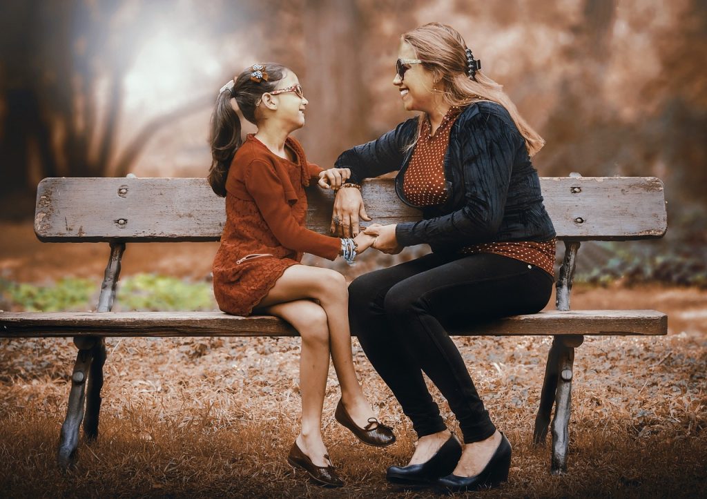 mother and daughter, women, two